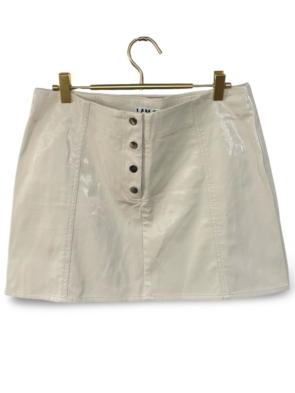 ◻️◽️I.AM.GIA Cream Button-Front Patent Mini Skirt ◽️◻️